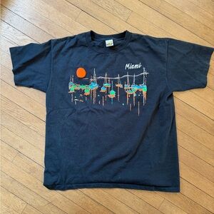 VTG 80s 90s Miami Marina Neon Black Tee XL